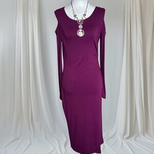 SEVEN SISTERS Cold Shoulder Jersey Knit Midi Dress M